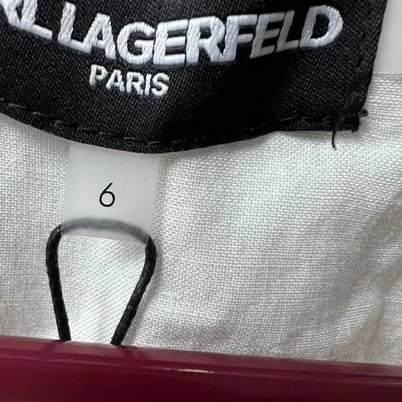 Karl Lagerfeld Paris Women's Linen Blend Soft White Utility Dress Size 6~NWT - Picture 7 of 9